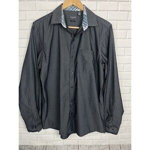 Van Heusen Flex Slim fit blue Diamond dot button down shirt Mens medium 15–15.5